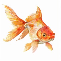 A watercolor painting of a goldfish