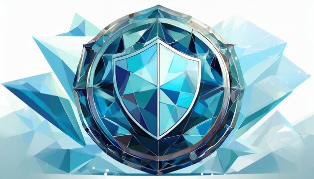 bouclier ou blason avec des diamants bleus en dessin ia