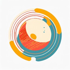 logo lune dans un cercle de couleurs et de vagues en dessin ia