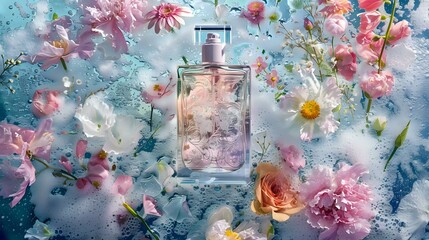 Submerged Flower Perfume Bottle in Soft Pastel Hues