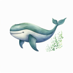a cute whale isolated on white background