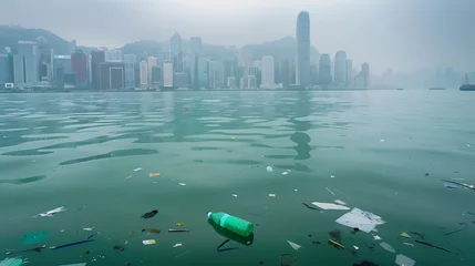 Foto op Plexiglas Urban Pollution: Plastic in City Waters © DjelicN