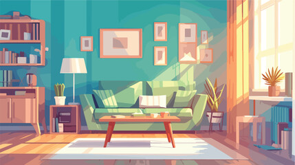 Colorful flat style livingroom interior illustratio