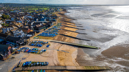 Aerial view of Whitstable, a town  on the north coast of Kent in Britain - obrazy, fototapety, plakaty
