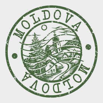 Moldova, Stamp Postal. Silhouette Seal. Passport Round Design. Vector Icon. Design Retro Travel. National Symbol.