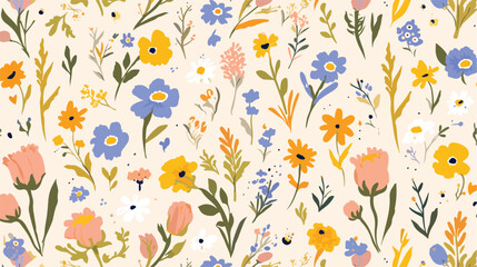 Obraz na płótnie Canvas Colorful floral seamless pattern. Endless natural b