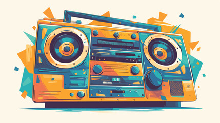 Colorful hiphop boombox isolated on white backgroun - obrazy, fototapety, plakaty