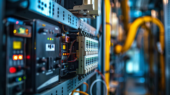 A large electrical panel with many switches and lights on it