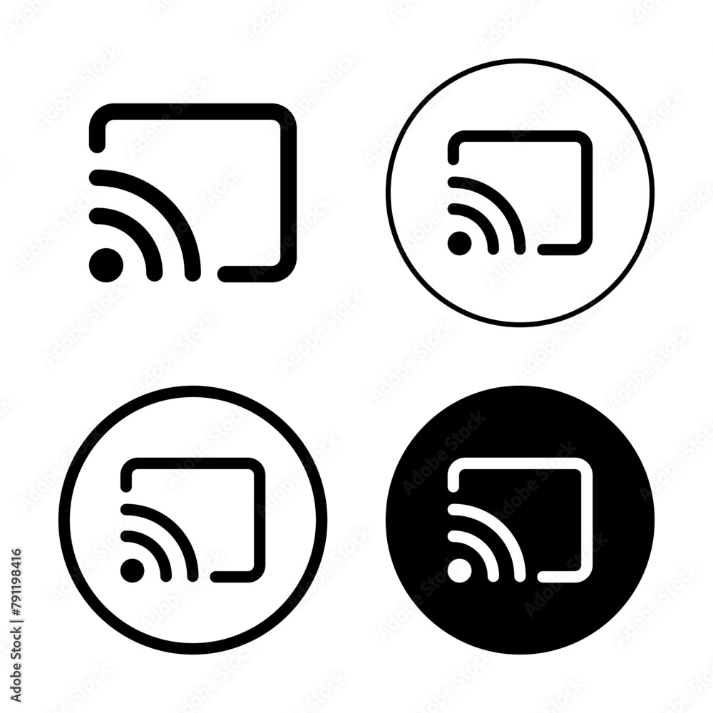 Poster screencast icon set in generic style. cast sign symbol