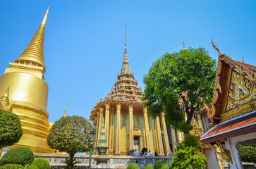 Beautiful Golden Temple of the Emerald Buddha Wat Phra Kaew in Bangkok, Thailand - 791198610
