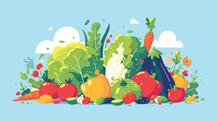 Colorful linear poster for farmers market with vari