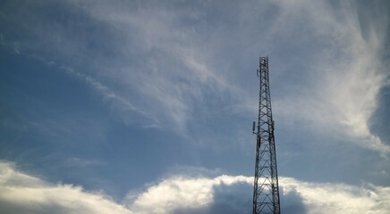 Telecommunication tower at the clear sky photo