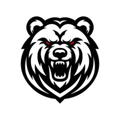 Bear head logo with open mouth wildlife.