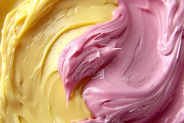 Whipped cream peaks with pastel rainbow swirls and shimmering sugar sparkle, presenting a delightful dessert texture