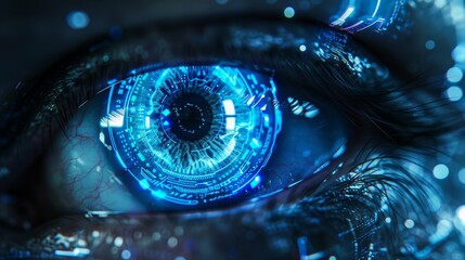 Futuristic vision science abstracts the eye with a digital circle