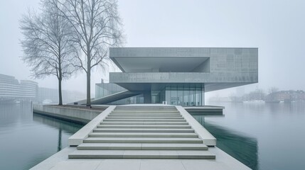 Elegant Minimalist Architecture Wallpaper: Soothing Desaturated Widescreen Artistry of Clean Lines and Geometric Forms