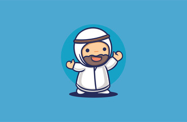 Cute Muslim man Mascot style logo design