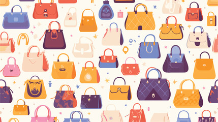 Colorful seamless pattern with elegant womens bags