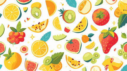 Colorful seamless pattern with tasty sweet fresh ju