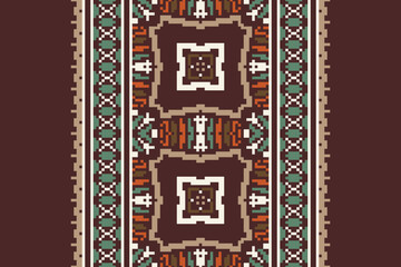 Beautiful vintage cross stitch traditional ethnic pattern.floral pixel art embroidery. Elegance background abstract Aztec beautiful seamless pattern for fabric,cloth,dress,carpet,curtain,sarong,batik.