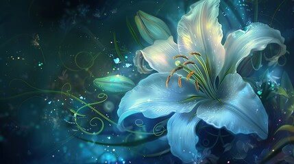 white lily, fantasy art, illustration 