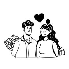 Easy to use glyph icon of valentine couple 