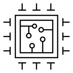 Computer chip circuit board line icon for apps and websites