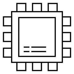 Computer chip circuit board line icon for apps and websites