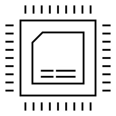 Computer chip circuit board line icon for apps and websites