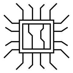 Computer chip circuit board line icon for apps and websites