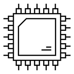 Computer chip circuit board line icon for apps and websites