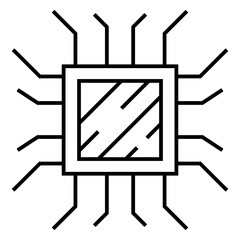Computer chip circuit board line icon for apps and websites