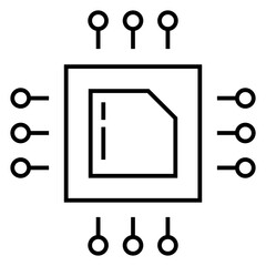 Computer chip circuit board line icon for apps and websites