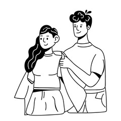 An editable glyph style icon of sweet couple 