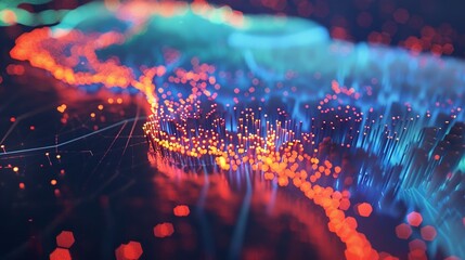 Fiber optics in the geographical outline of Chile - obrazy, fototapety, plakaty