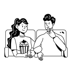 A glyph style icon of movie date 