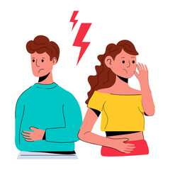 A customizable flat icon of angry couple 