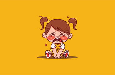 Cute Girls cry Mascot style logo design