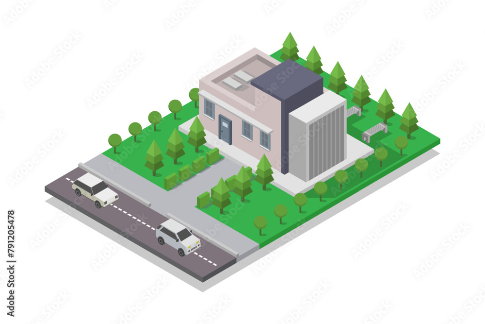 Sticker modern isometric house