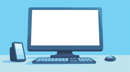 Computer display with blank white screen isolated.
