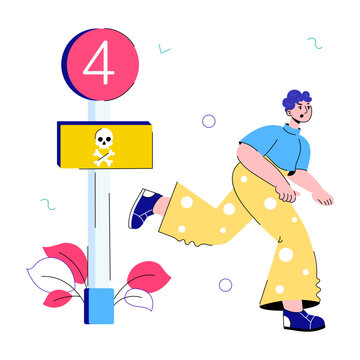 A handy doodle mini illustration of tetraphobia