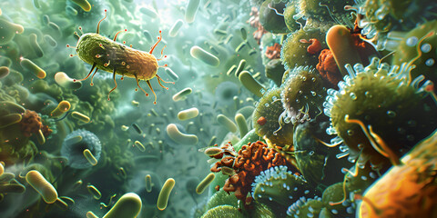 Diverse marine microbiota, including bacteria, thrive in the ocean's ecosystem.