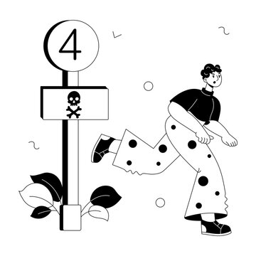 A handy doodle mini illustration of tetraphobia