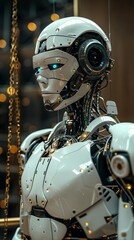 Fototapeta premium Law office of the future featuring robotic assistants and automated document sorting systems, enhancing efficiency and precision in legal work