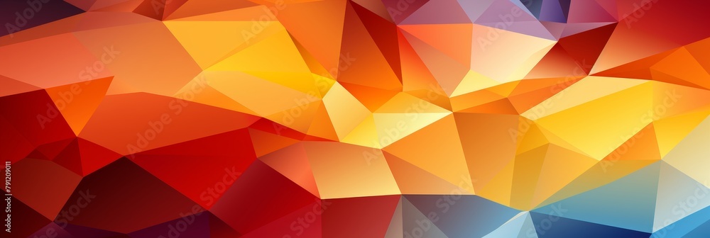 Poster captivating geometric pattern with vibrant colors and an array of polygons. ideal for creative proje
