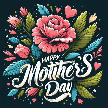 Free vector Flat mothers day floral lettering