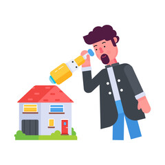 Here’s a flat icon depicting finding property 