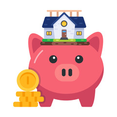 Editable flat icon of house savings 