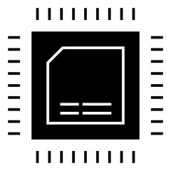 Computer chip circuit board glyph icon for apps and websites