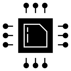Computer chip circuit board glyph icon for apps and websites